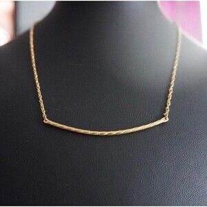 Curved Bar Statement Necklace Gold Tone